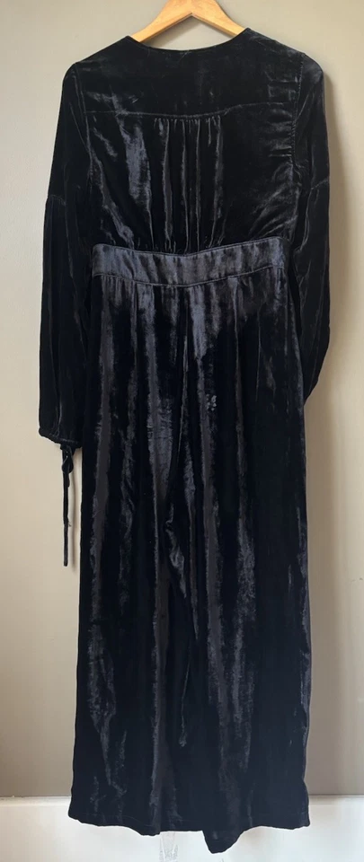 Free People S Velvet Jumpsuit Black Boho Witchy Goth Holiday Versatile - Image 3 of 4