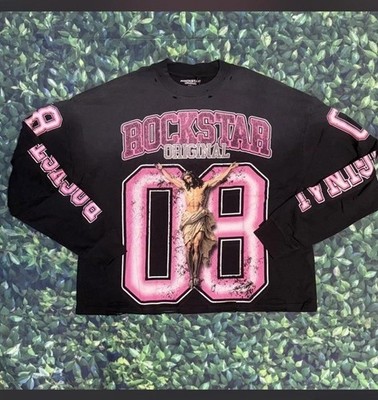 Rockstar Medium Angels Shirt Y2K Pink And Black