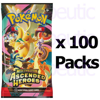 Lot of 100 Pokemon Mega Evolution Ascended Heroes Booster Packs From AH ETB's Lot of 100 Pokemon Mega Evolution Ascended Heroes Booster Packs From AH ETB's