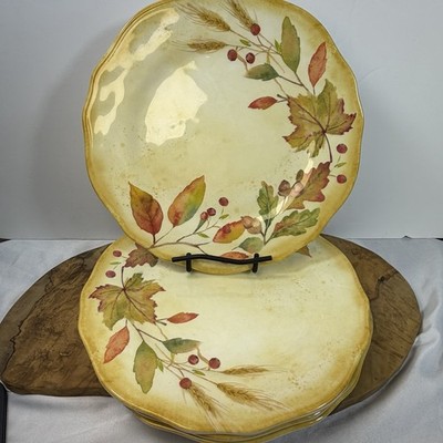 Tahari Home Fall Harvest Melamine Dinner Plates Set 4 Autumn Leaves