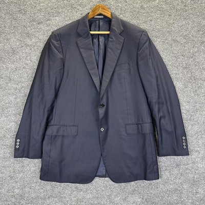 Cremieux Loro Piana Blazer Mens 43L Blue Pinstripe Super 170s Wool Coat Jacket