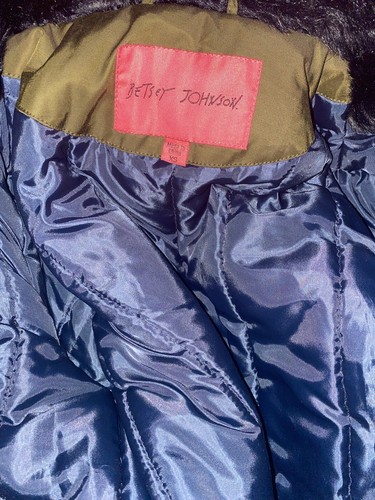 Betsey Johnson NWT NEW Faux Fur Green Blue Jacket Hoody Parka Coat XS RARE $200 - Picture 6 of 10