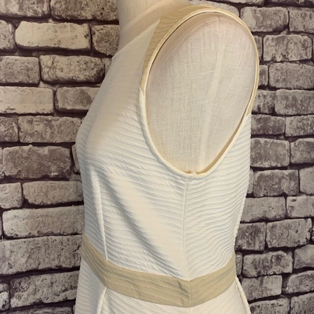 OFF WHITE Abito Cremieux bianco sporco e marrone aderente e svasato taglia M