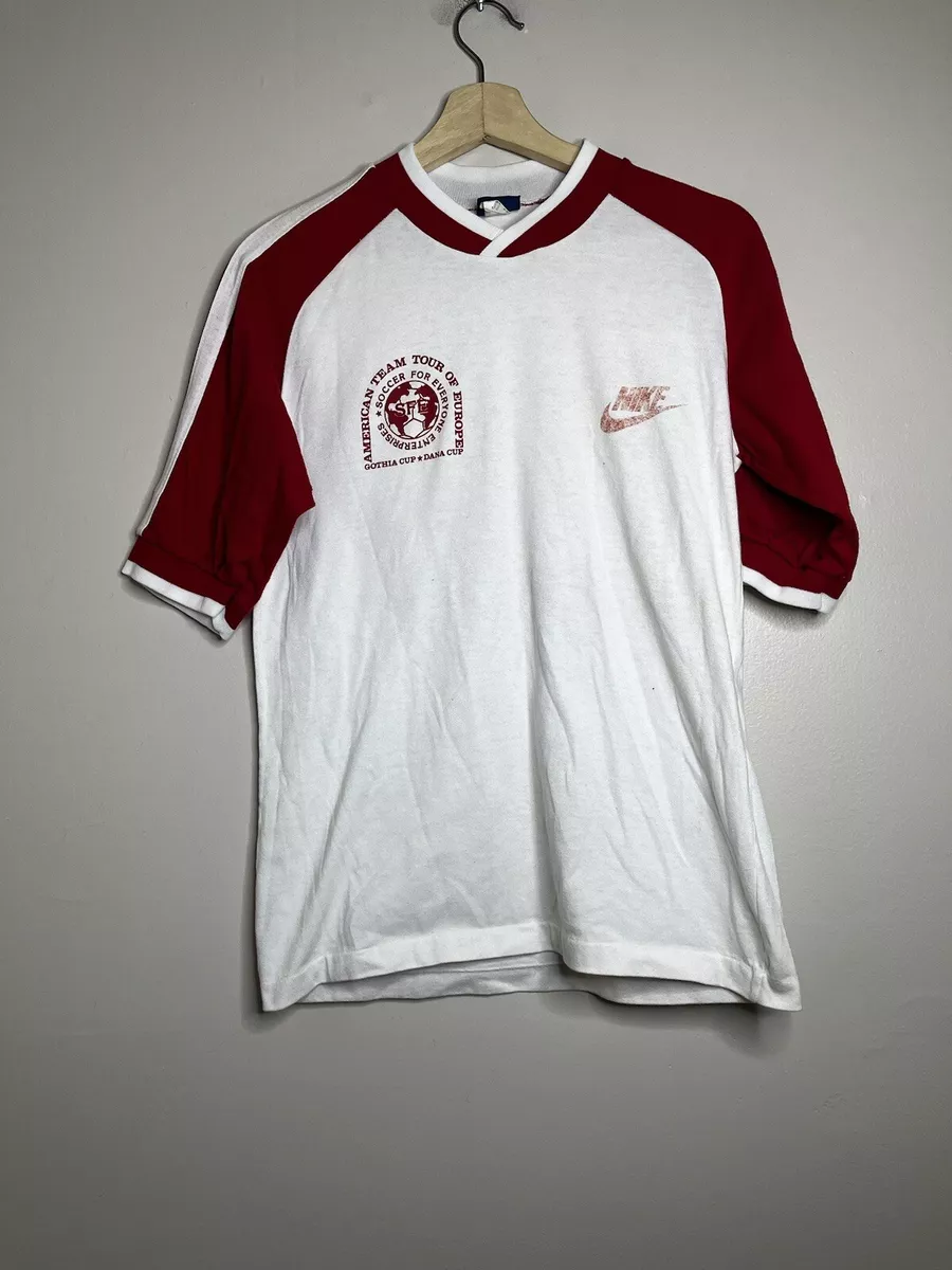 Vintage 80s Nike Tour Of Europe Soccer Jersey Men s Size Medium White