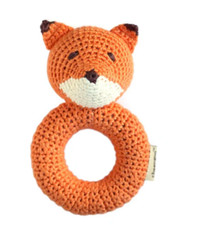 NEW Organic Knit Handmade Fox Rattle from Cheengoo Bamboo fibers Eco Friendly