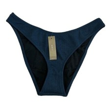J. Crew Bikini Bottom Women's L Teal Blue Textured Curved Waist Cheeky New 7854