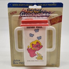 Vintage 1992 Gerber Graduates Juice Box Holder Safari Pals Pink Lion Butterflies