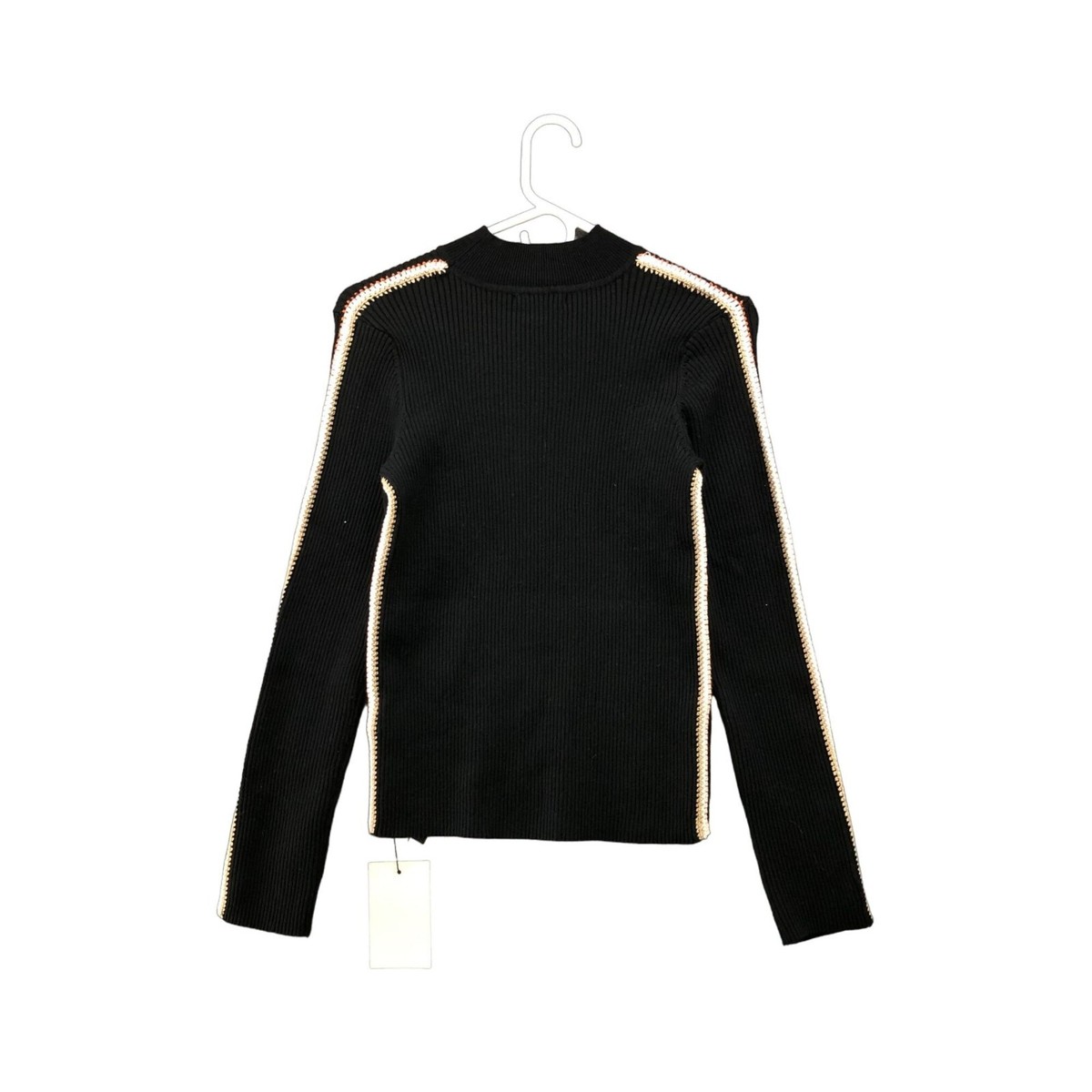 Shein Motf Black Wool Blend Ribbed High Neck Sweater Size M