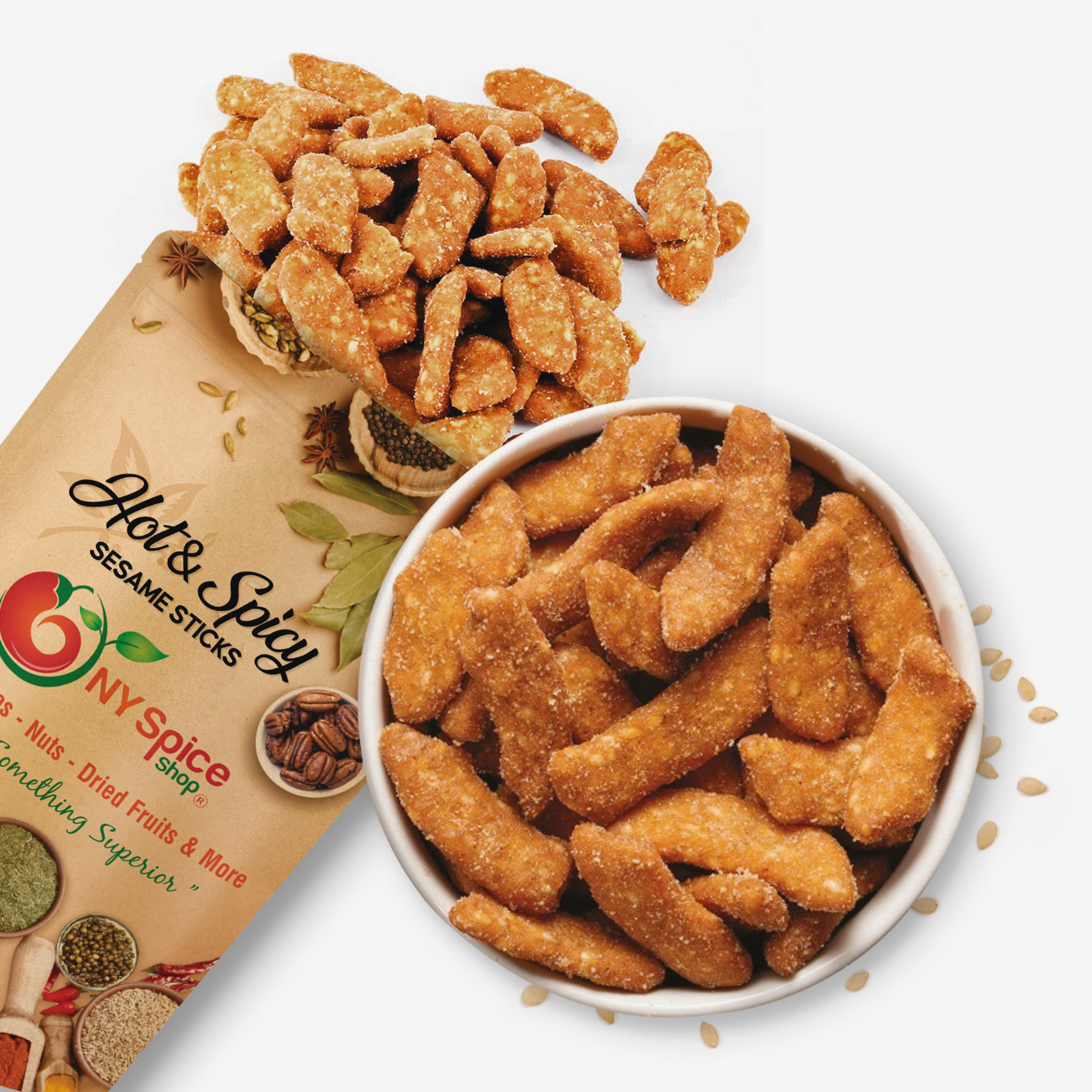 Palitos de sésamo calientes y picantes - Selecciona peso - por NY Spice - ENVÍO GRATUITO - Mejor bocadillo