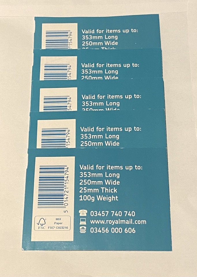 5 Books of 4 Royal Mail Barcoded 1st Class Large Letter Stamps New
