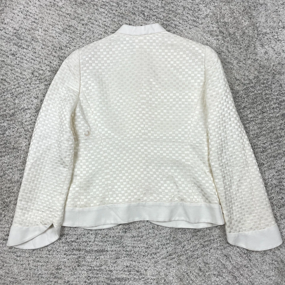 Chaqueta Armani Collezioni Mujer 2 Blazer *MANCHAS PEQUEÑAS* Tejido Cesta Blanco Perla Foto 2 de 4
