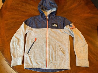 The North Face Boy S Usa Olympics Gray Flags Zip Up Hoody Sweatshirt M 10 12 Ebay