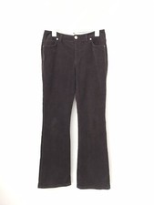 Lands End Womens 8 Corduroy Pants Brown Flared Leg Zip Front