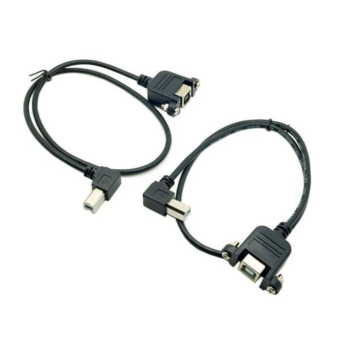 2pcs 90D Left & Right Angled USB B Type Male to Female Extension Cable Screws - Image 2 of 4