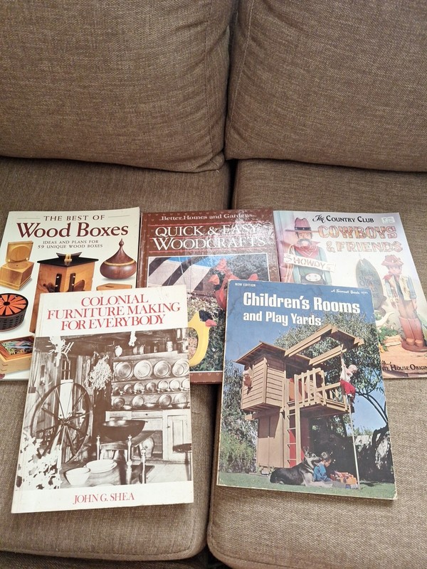 Lot of 5 Woodworking Furniture, Play Yards, Crafts, Boxes, Books & Magazines 