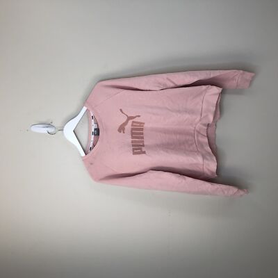 Puma Logo Crew Neck Sweatshirt Pink Size L MSRP $45
