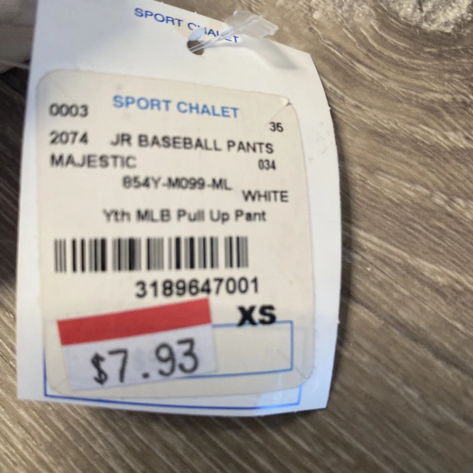 ⚾ Majestic Pantalones de Béisbol Pull-Up Juveniles para Niños - Blanco XS - Frente Cerrado, Registro MLB Foto 4 de 4