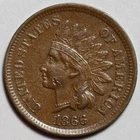 1866 Indian Head Cent - Damage - US 1c Penny Coin