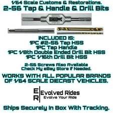 2-56 Tap & Handle & Drill Bits For 1/64 Custom Restoration Hot Wheel & Other