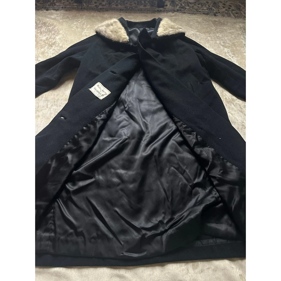 Abrigo Mujer Cuello Visón Angora Lana Vintage Negro Gris DOBROYD Retro S Foto 4 de 4