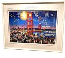 Large 50th Anniversary Golden Gate Bridge Print Melanie Taylor Kent S/N 41 X 33
