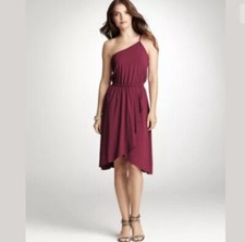 NWT Ann Taylor One Shoulder Blouson Dress in Raspberry in Small Petite