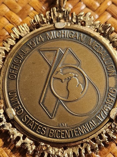 Medallón Michigan 1974 Revolución Americana Bicentenario 1776-1976 Colgante - Imagen 7 de 13