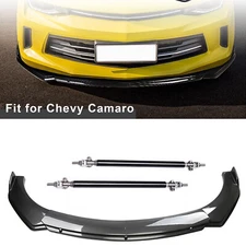 4Pcs Front Bumper Lip Splitter+Spoiler Carbon Fiber For Chevy Camaro