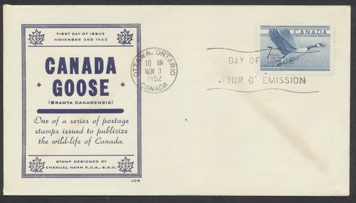 1952 #320 7c Canada Goose FDC JCR Cachet Ottawa