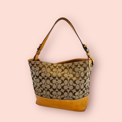 COACH Y2K Vintage Signature Jacquard Canvas Leather Hobo Shoulder