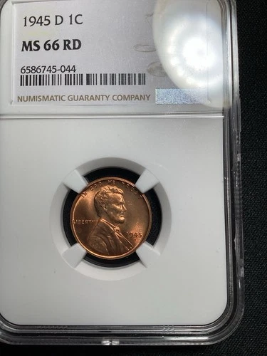 Beautiful High Grade 1945-D Lincoln Cent.  NGC GRADED MS66 RED