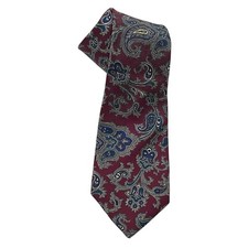 Vintage 90s Christian Dior Monsieur Silk Tie Burgundy Blue Paisley Made in USA