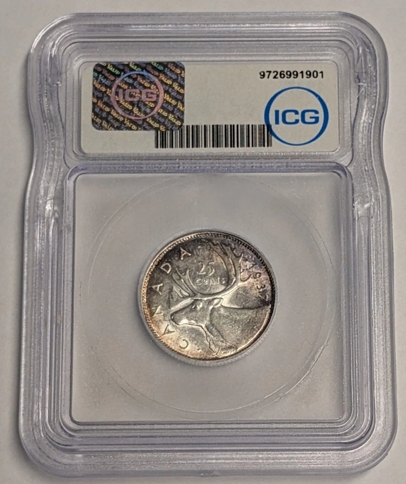 1937 Canada Silver Quarter ~ ICG AU55 ~ King George VI ~ 25c KM#35 - Image 2 of 4