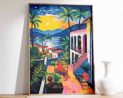 5_Kuba Reisedruck, Vintage Kuba Kunst Poster, Havanna Druck, Karibik Wandbild,