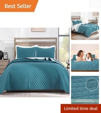 Lightweight King Size Quilt Bedding Set with Pillow Shams for All Seasons