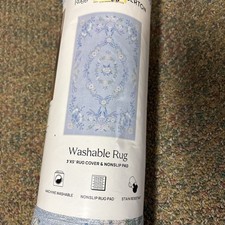 Ruggable 3'x5' Washable Bridgerton Aubrey Hall Garden Area Rug Blue