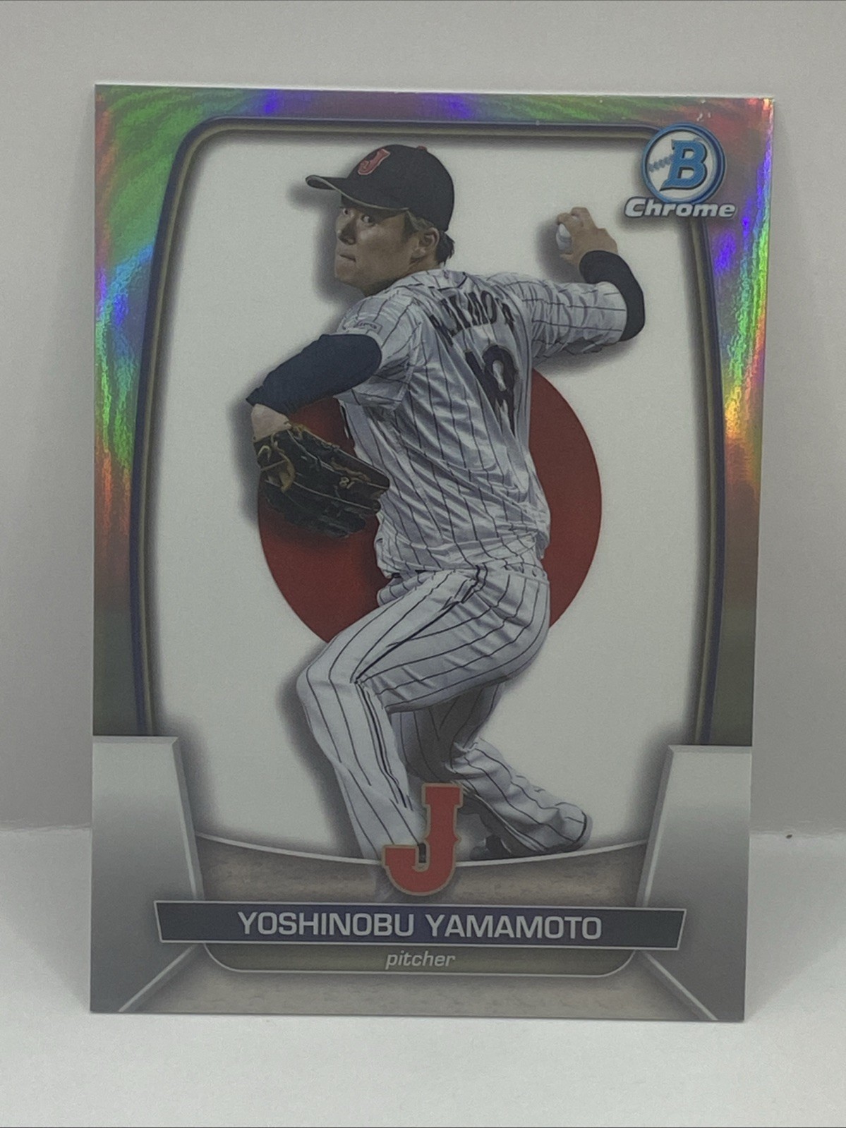 2023 Bowman Chrome Yoshinobu Yamamoto WBC Flag Variations Refractor #/499 RC SP