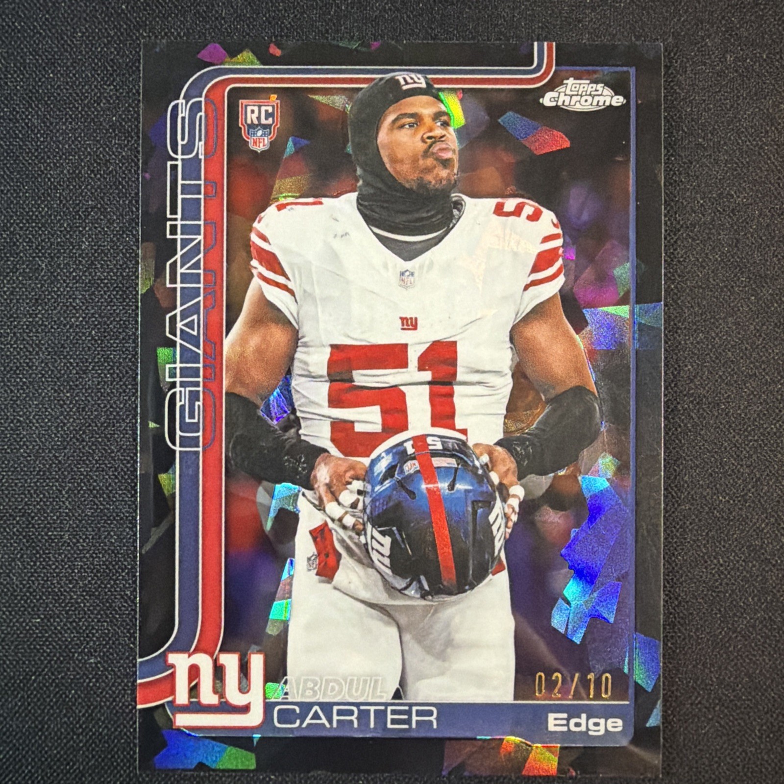 ABDUL CARTER 2025 TOPPS CHROME SAPPHIRE BLACK ROOKIE /10 #350 VARIATION GIANTS