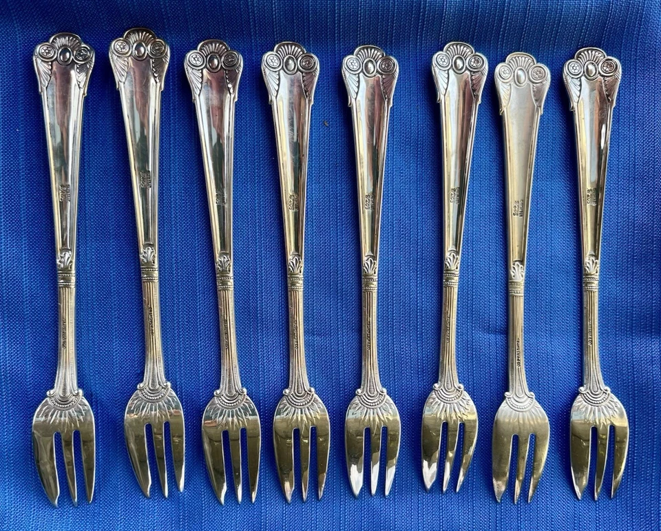 Gorham Cluny Sterling Silver Oyster/Cocktail Fork Set Of 8 - Antique by Gorham - Image 2 of 4
