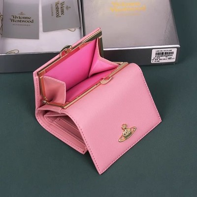 Vivienne Westwood Tri fold Wallet Light Peach Pink leather Orb
