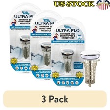 2-in-1 Bathroom Sink Stopper Hair Catcher Anti-Clog Strainer Tool-Free Clean New