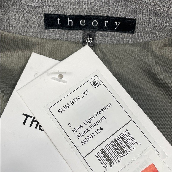 Theory Two Button Blazer Jacket Wool Gray Sz Care… - image 5