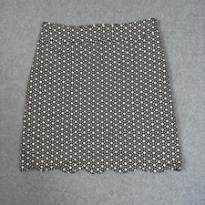 Talbots Petites Black White Geometric Print A-Line Skirt Scalloped Sz 4P Career