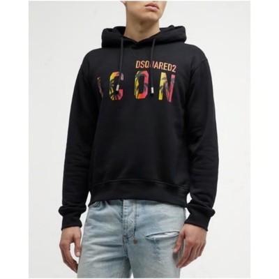DSQUARED2 Icon Sunset Hawaiian-Print Icon Hoodie XL Unisex Black