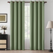 Total Blackout Green Curtains 90 Inches Long 52"W x 90"L Pack of 2 Sage Green