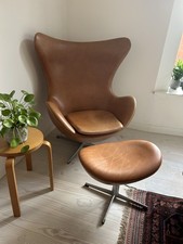 Egg Chair And Foot Stool  Designed By Arne Jacobsen For Fritz Hansen, Original.