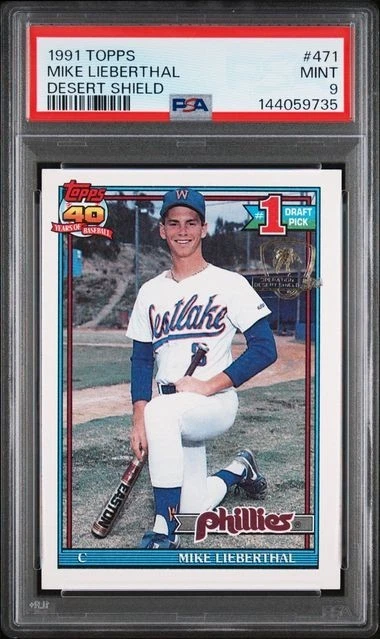 1991 Topps Operation Desert Shield #471 Mike Lieberthal ROOKIE RC PSA 9