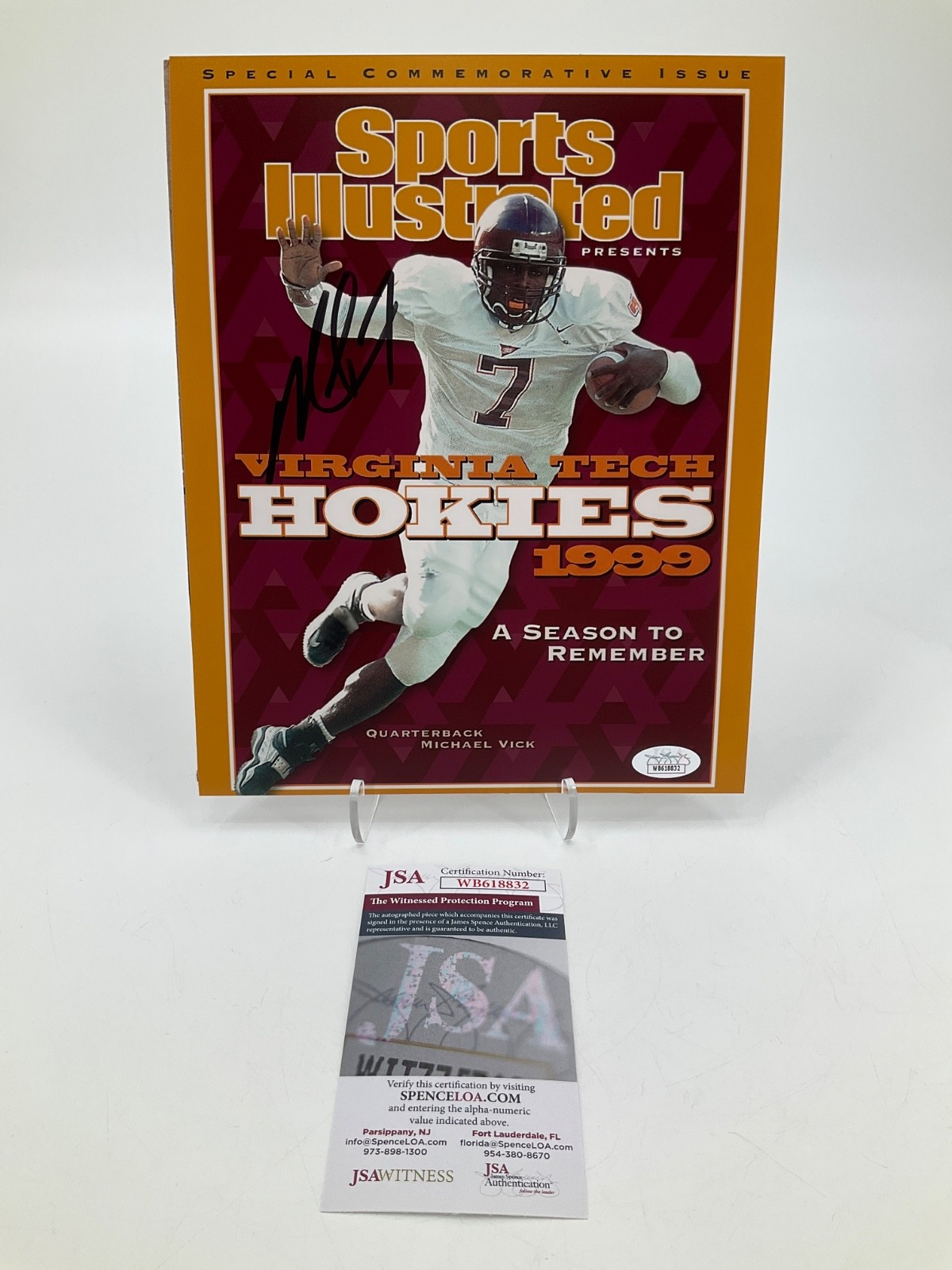 Michael Vick Autographed Signed Virginia Tech Hokies 8X10 PHOTO JSA WITNESS COA S.I. COVER 