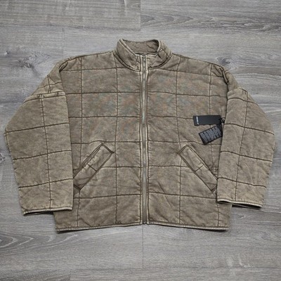 Forever 21 Quilted Jacket Womens Large Brown Zip Puffer Streetwear Padded Short