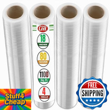 Stretch Wrap 4 Pack 18"x1100sqft - Heavy Duty 80 Gauge (20 Micron) Shrink Film